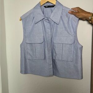 Zara Light Blue Sleeveless Vest